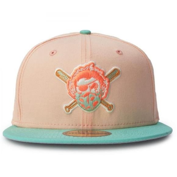 New Era Pittsburgh Pirates 59FIFTY 7 5/8 Fitted Hat Mint & Peach 1887 Side Patch